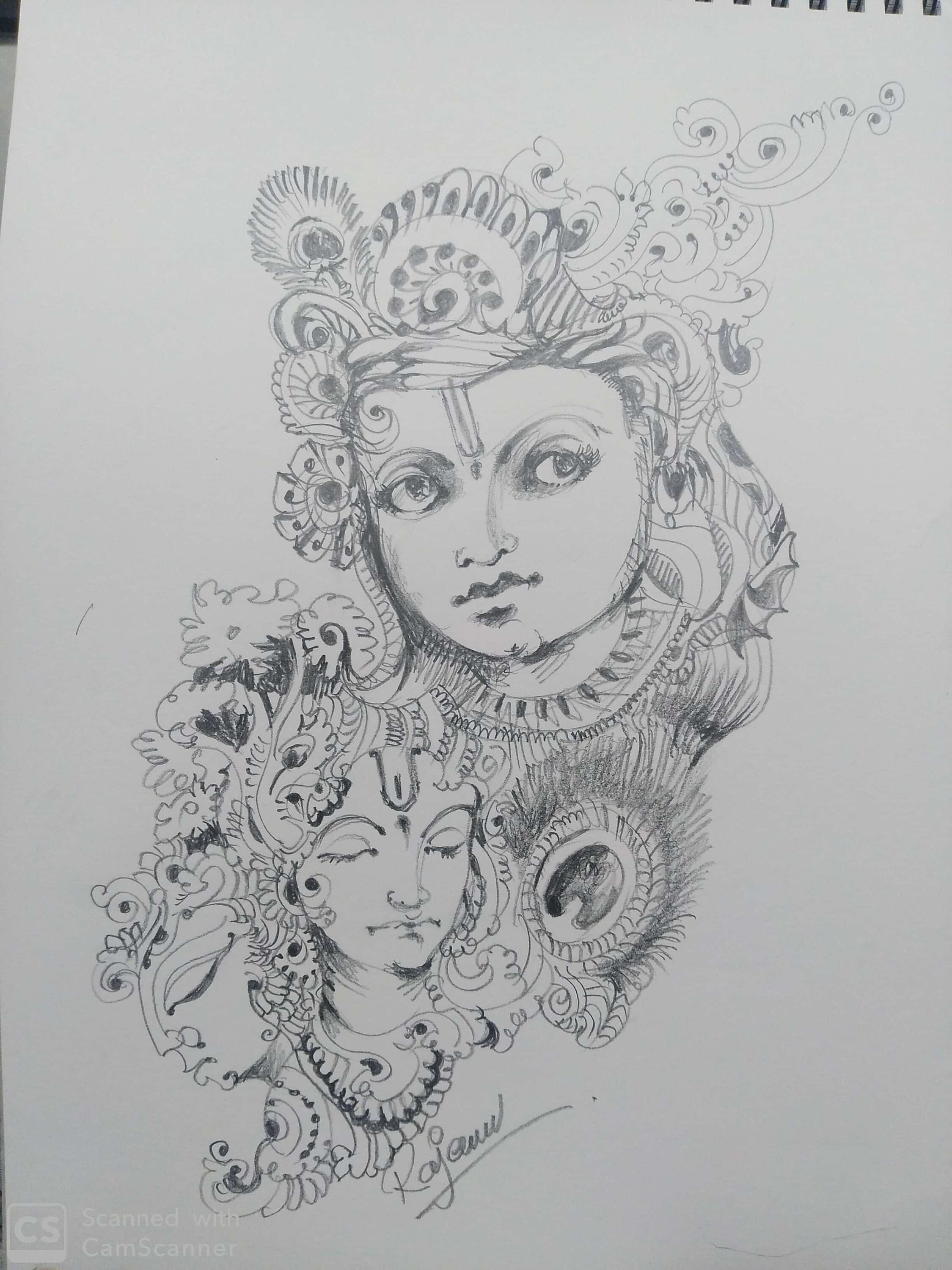  Krishna Pencil Drawing Etsy