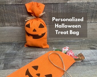 Sacchetto per dolcetti di Halloween personalizzato / Sacchetto per dolcetti a forma di zucca intagliata