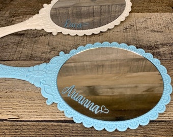 Personalized Handheld Mirror | Custom Mirror | Colorful 10” Plastic Hand Mirrors | Birthday Party Favor | Bachelorette Party Favor