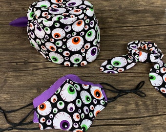 Czapka chirurgiczna na Halloween | Ręcznie robiony bawełniany czepek chirurgiczny