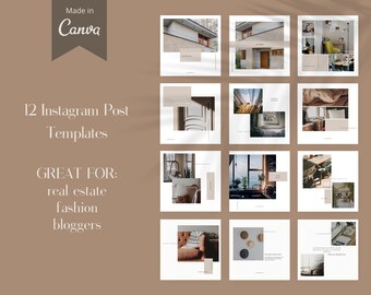 Plantilla de Instagram. Publicación de Instagram. Plantilla de Canva. Plantilla de blogger de estilo de vida. Plantilla mínima. Plantilla de bienes raíces. Publicación de Facebook.