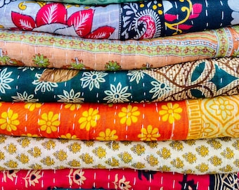 Groothandel veel Indiase vintage katoenen Kantha-quilt Handgemaakte Sari Kantha-dekens Sun Dance Mooie Boheemse beddengoeddekens
