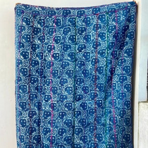 Indigo Blue Vintage Kantha Quilt