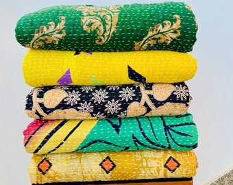 Wholesale Lot Of Indian Vintage Kantha Quilt Handmade Throw Reversible Blanket Bedspread Cotton Fabric BOHEMIAN quilt for sale