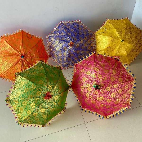 Wholesale Lot of Multi designed Indian Wedding Umbrella Vintage Sun Parasols Handmade Umbrella Indian Home Decoration Gold Printed