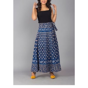 Indigo Cotton Wrap Skirt Blue - Etsy