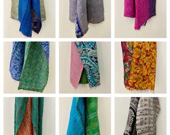 Wholesale Lot Of Silk Indian Kantha Scarf Scarves Stole Bohemian Hippie Handmade Bohemian Scarves Scarf