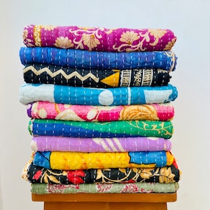 Wholesale Lot Of Indian Vintage Kantha Quilt Handmade Throw Reversible Blanket Bedspread Cotton Fabric BOHEMIAN quilt