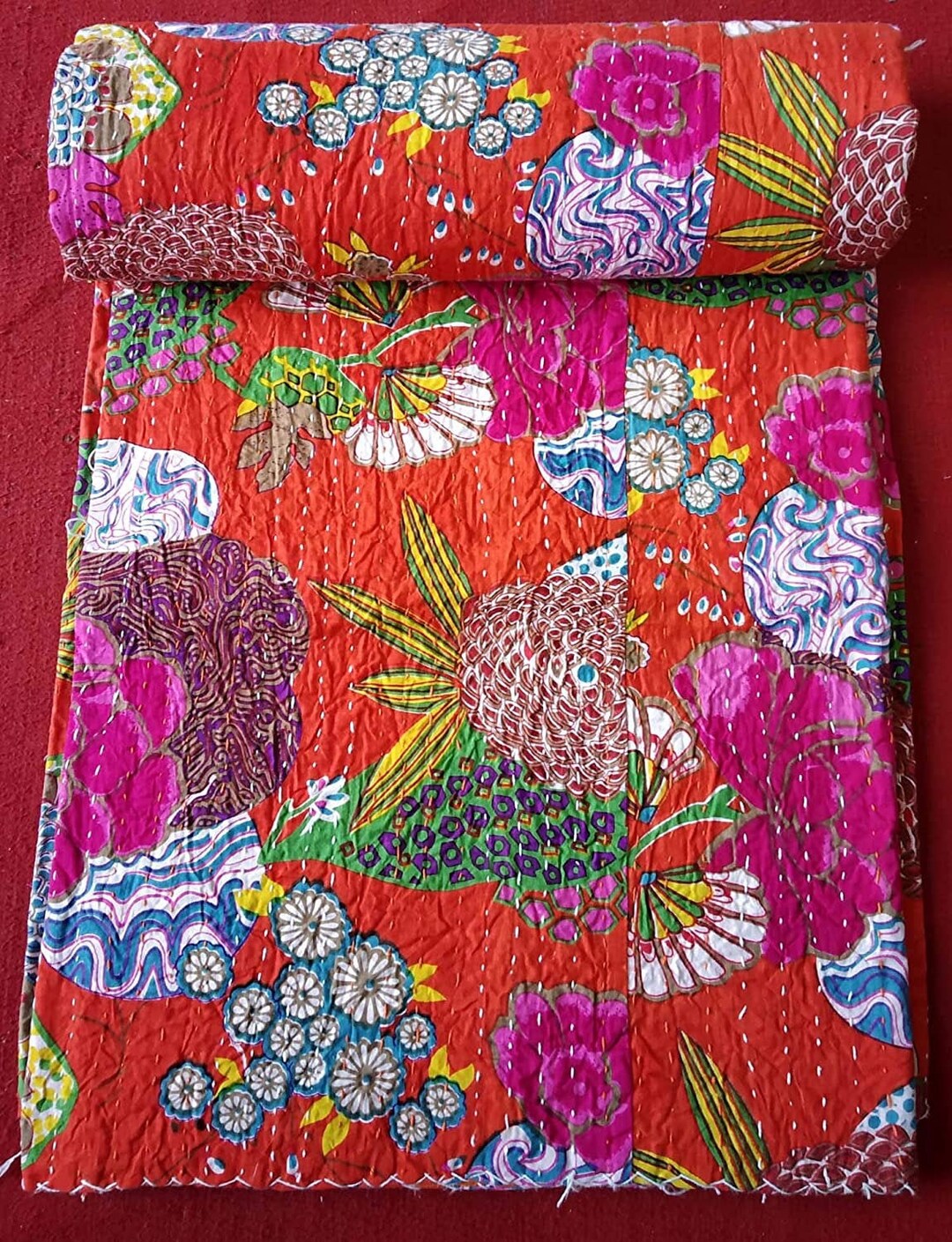 Couvre-lit Kantha Vintage en Coton Recyclé  No.119 