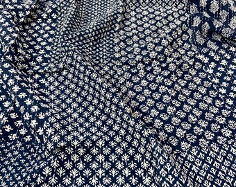 Patchwork Indigo Hand Printed Blue Kantha Quilt