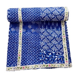 Antique Artwork Indigo Kantha Quilt