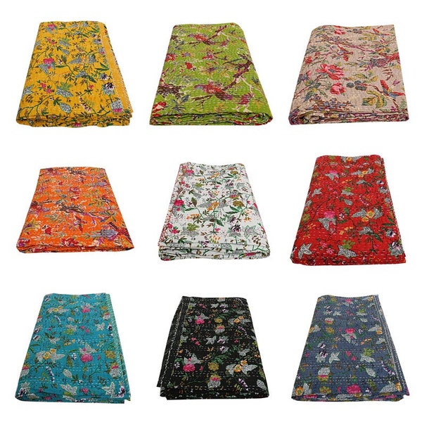 Large Selection : Cotton Kantha Indian Quilts Throw Bedspread Handmade Bedding Blanket Hippie All Sizes Coverlets