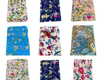 Large Selection : Cotton Kantha Indian Quilts Throw Bedspread Handmade Bedding Blanket Hippie All Sizes Coverlets