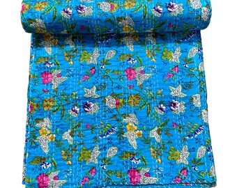 Indian Kantha Quilt Handmade Kantha Bettdecke Throw Cotton Blanket Größe 90 * 108