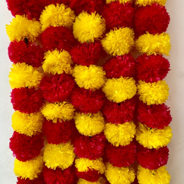 SALE ON Indian Artificial Decorative Deewali Marigold Flower Garland Strings for Christmas Wedding Party Decoration Diwali Backdrop Garlands