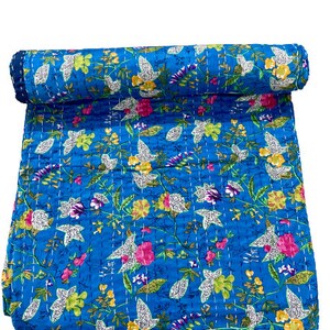 Prachtige, unieke Indiase kantha quilts Royal Blue