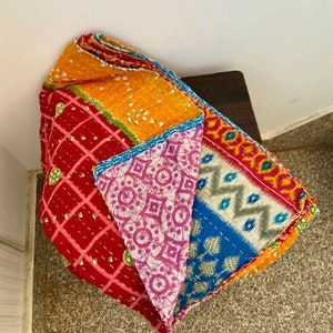 Wholesale Lot Of Indian Vintage Kantha Quilt Handmade Throw Reversible Blankets zdjęcie 5