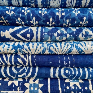 Courtepointes Kantha en coton fait main Indigo motifs assortis image 7