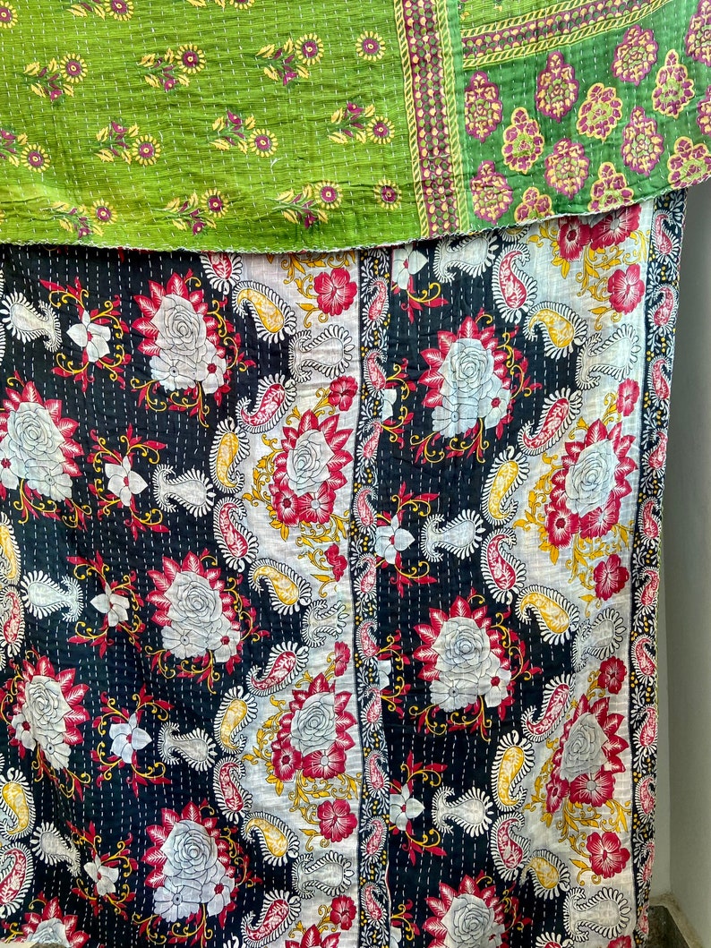 Lote al por mayor de mantas de tiro Kantha de algodón vintage indio hechas a mano Sari Kantha imagen 7