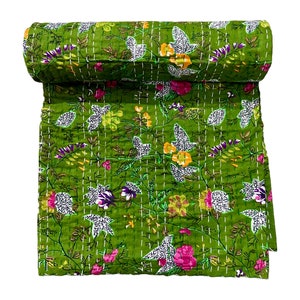 Prachtige, unieke Indiase kantha quilts Green