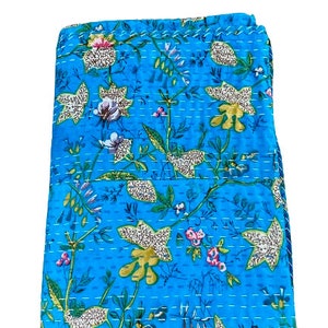 Grande sélection : courtepointes indiennes en coton kantha jetés couvre-lit literie fait main couverture hippie toutes tailles couvertures Turquoise