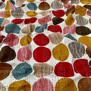 Multi Polka Dot Kantha Quilt - Twin