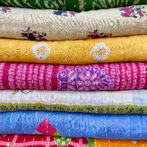 Wholesale Lot Of Indian Vintage Kantha Quilt Handmade Throw Reversible Blankets zdjęcie 2