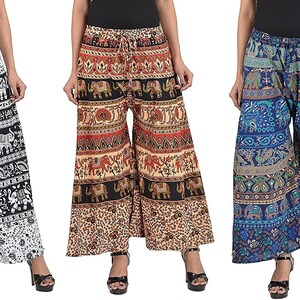 Women Printed Cotton Trousers Harem Pants Palazzo Wide Leg - Etsy