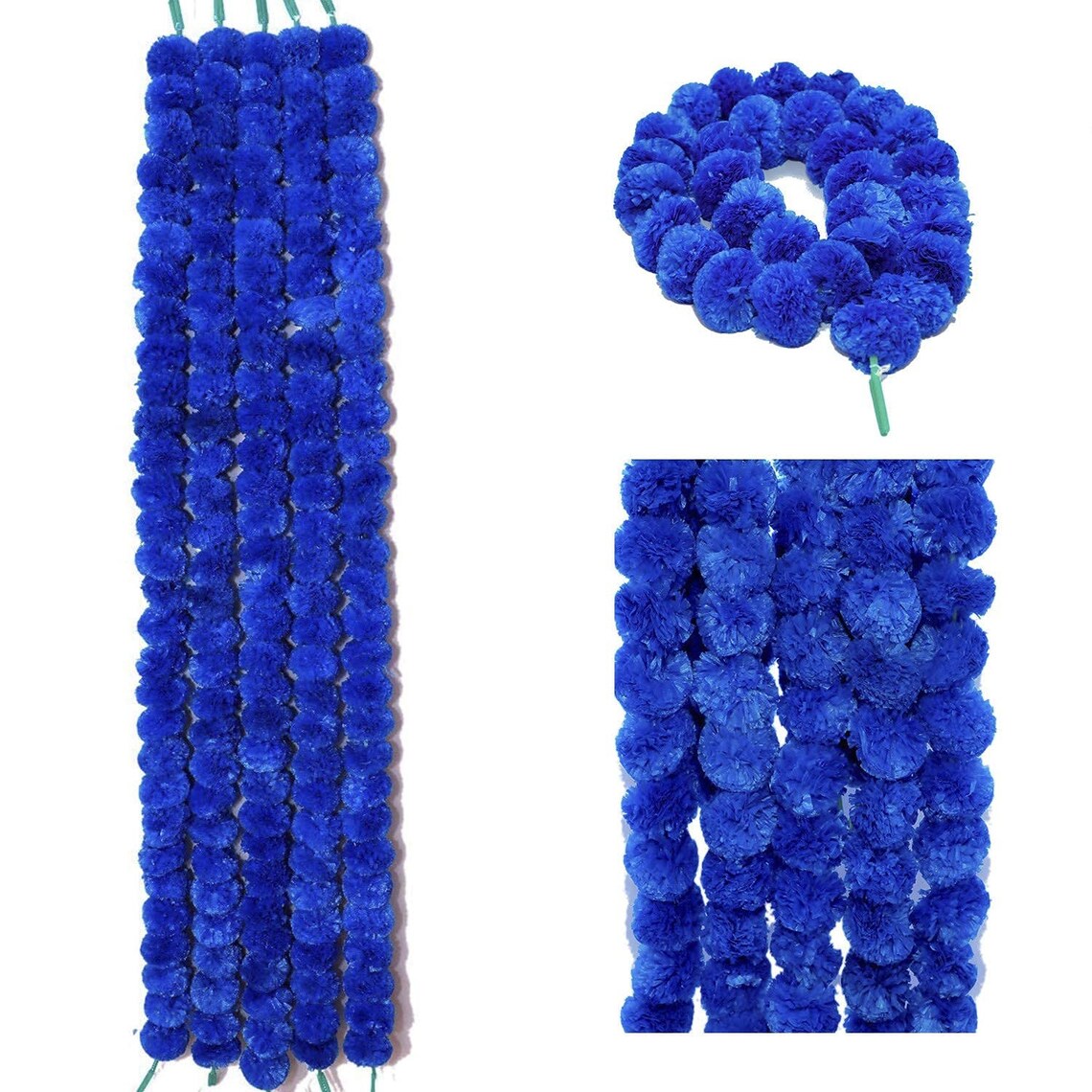 Artificial Marigold Fluffy Flowers Hanging Garlands Blue Etsy