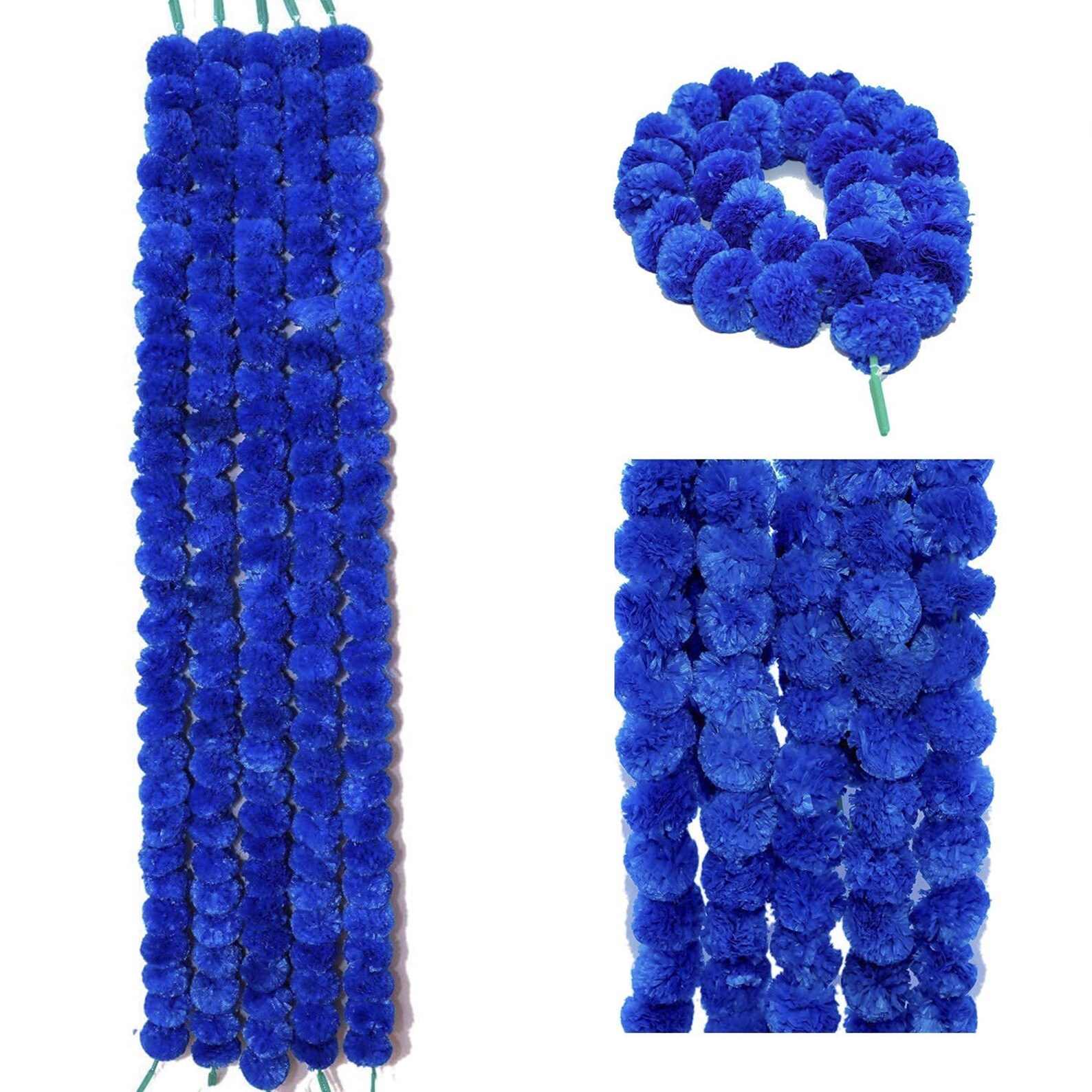 Artificial Marigold Fluffy Flowers Hanging Garlands Blue Etsy