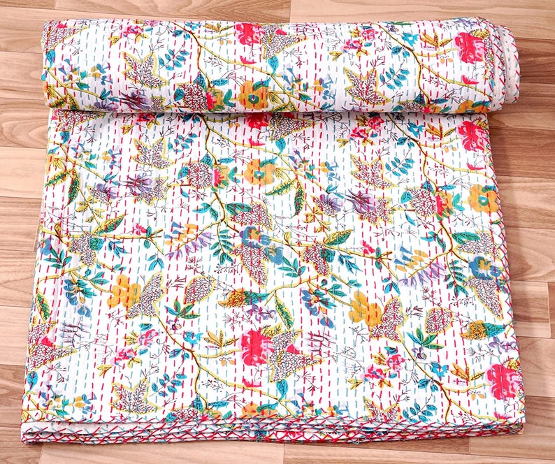 Prachtige, unieke Indiase kantha quilts White