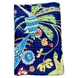 Peacock kantha quilt Blue zdjęcie 3