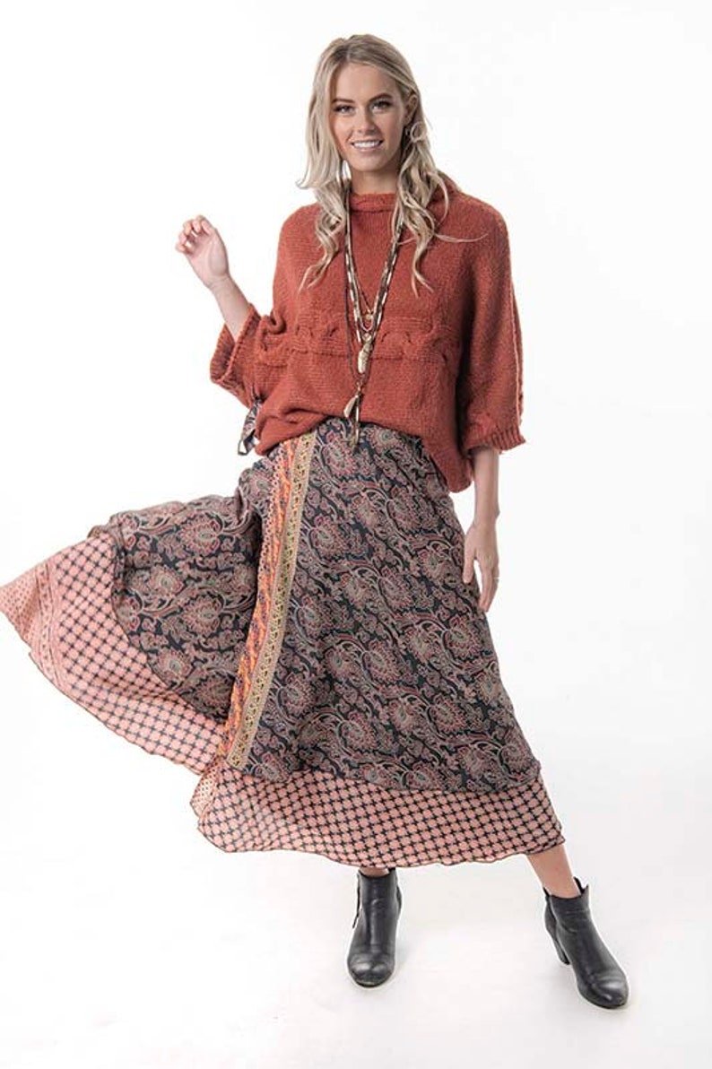 Silk Long Wrap Skirts image 3