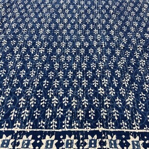 Indigo Handmade Cotton Kantha Quilt Blue Hand Block Cotton Kantha Throw image 5