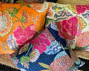 Kantha cushion cover cotton embroidered cushion vintage cushion cover home decorative Kantha pillow shams