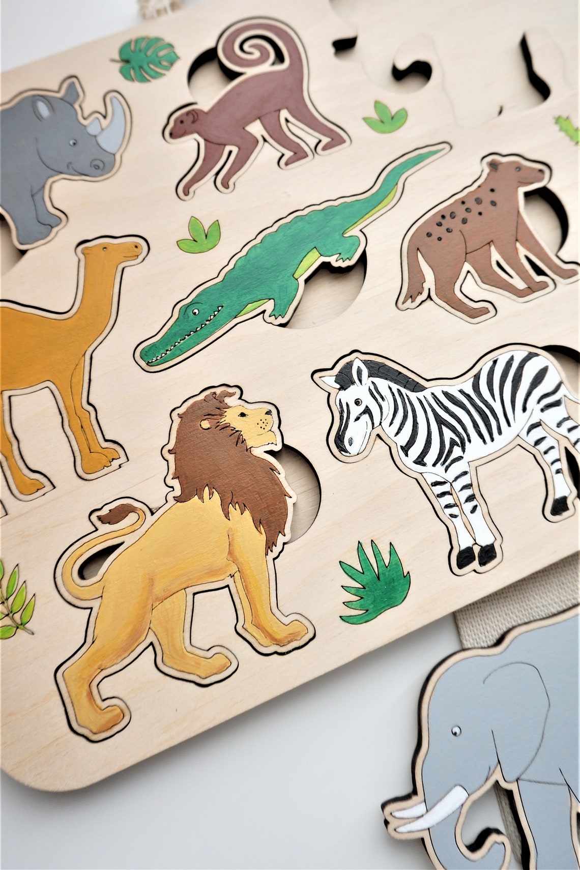 Safari Puzzle Montessori Educational Toys Toddler Wooden Etsy Ireland