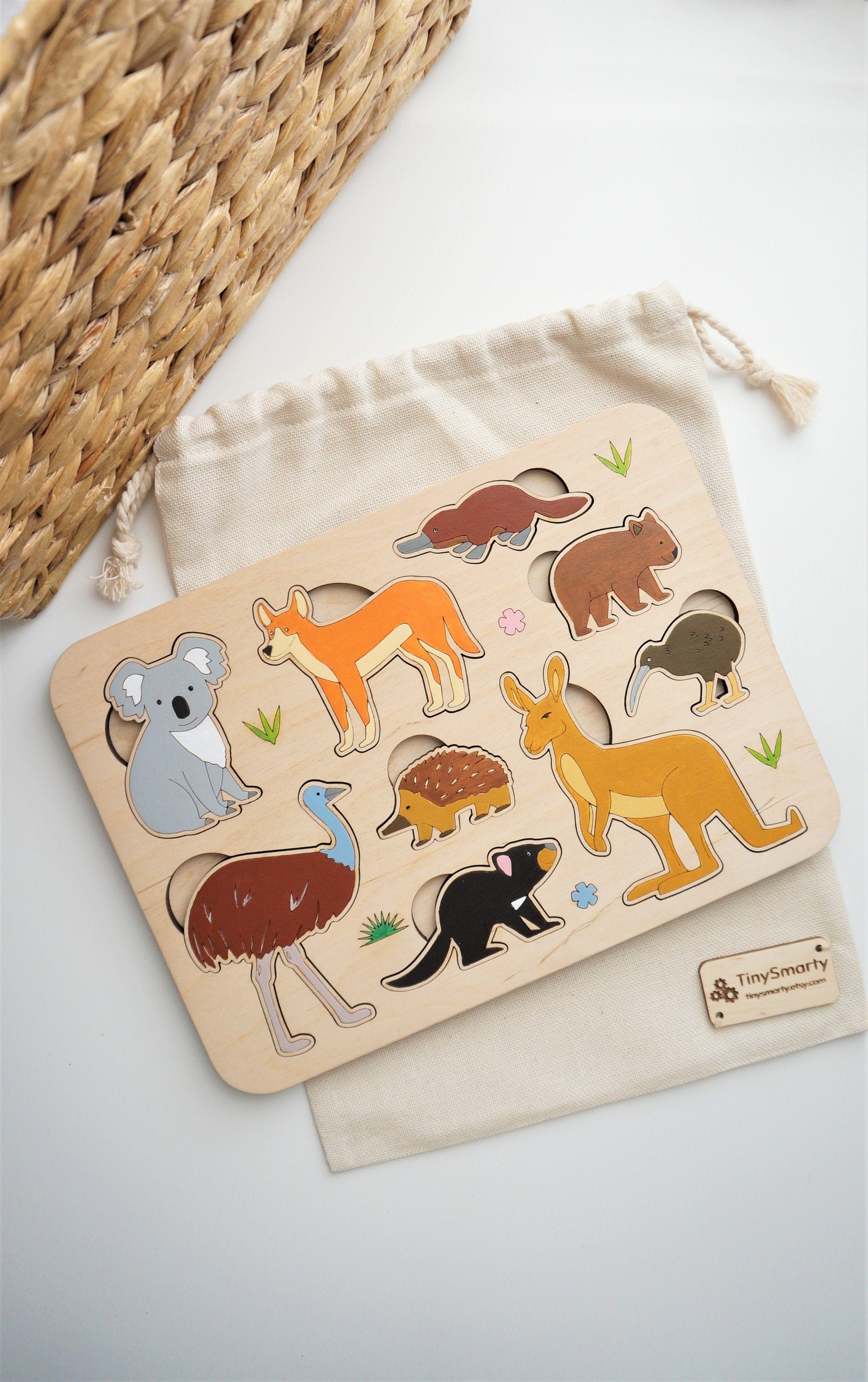 Australian Animals Puzzle Toddler Wooden Puzzle Montessori Etsy