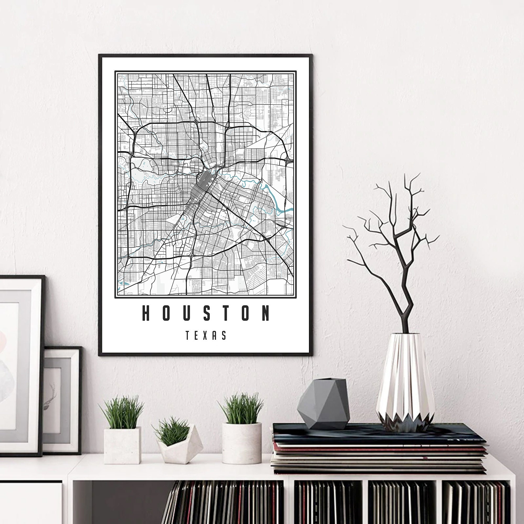 Houston Map Print Houston City Map Wall Art | Etsy