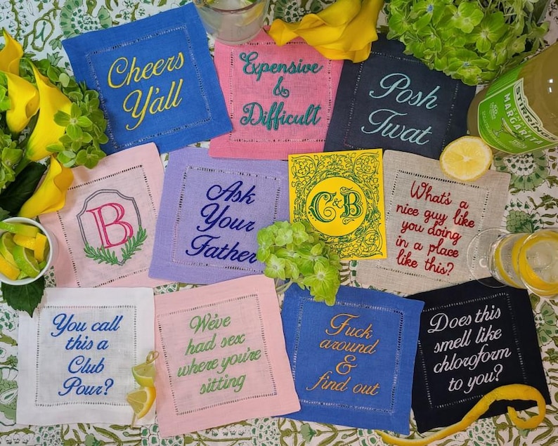 CanaryAndBlanche Linen Cocktail Napkins - Thumbnail 3