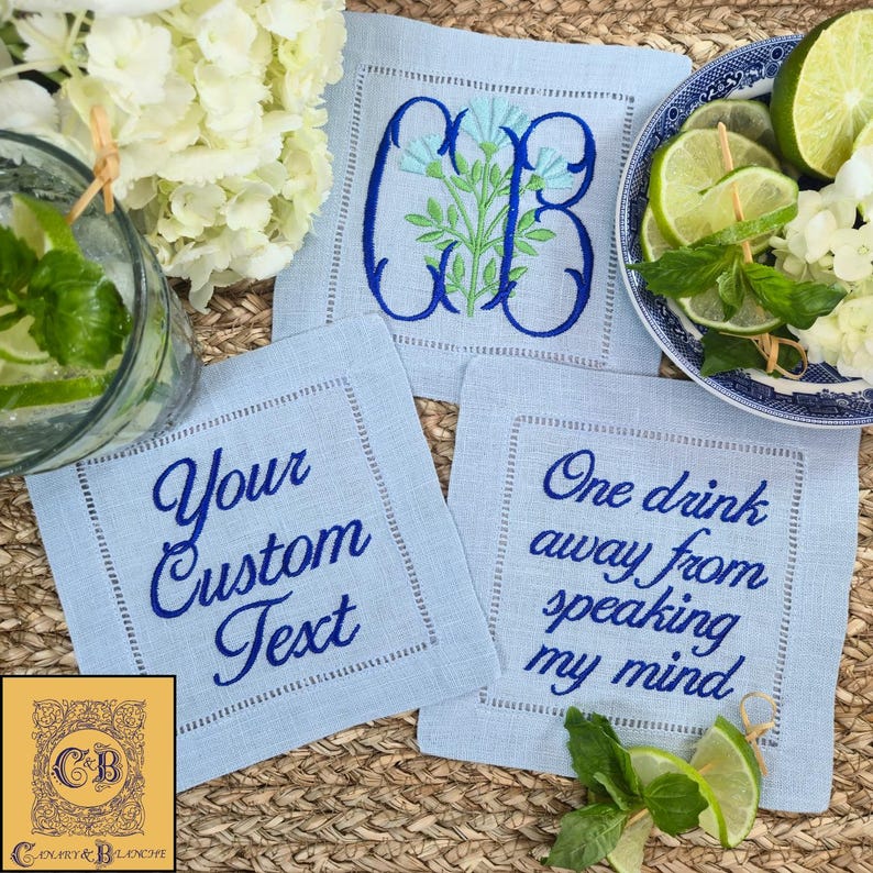 CanaryAndBlanche Linen Cocktail Napkins - Thumbnail 5