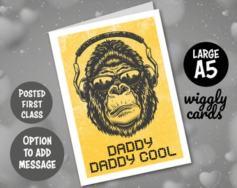 Gorilla Daddy birthday card - Daddy Daddy Cool - A5 size card