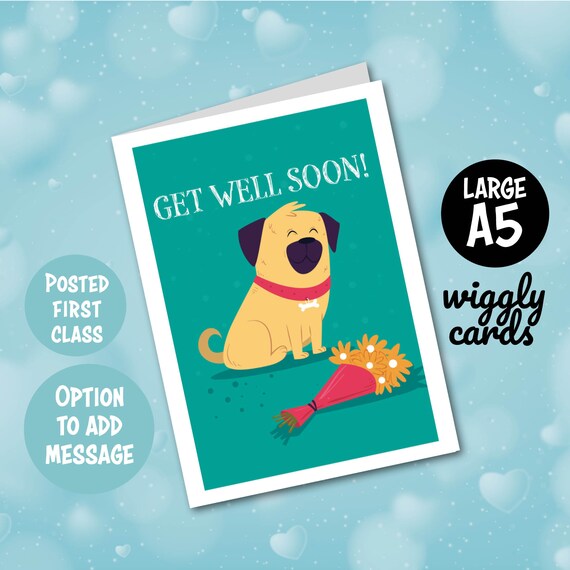 Cute Dog Get Well Soon Card A5 - Etsy