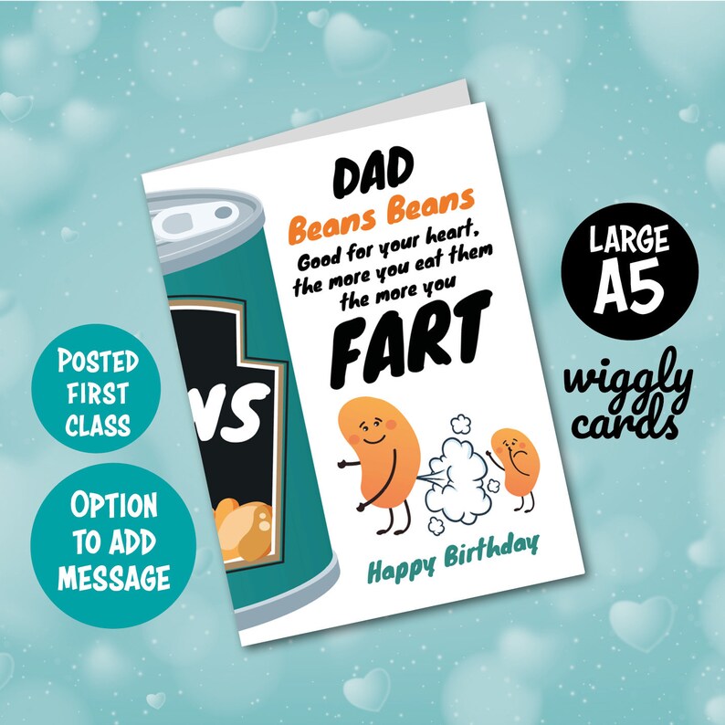 Dad birthday card fart card beans beans good for your heart Etsy
