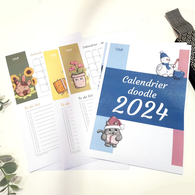 2024 Doodle Calendar 2024 Calendar 2024 Planner to Print Printable