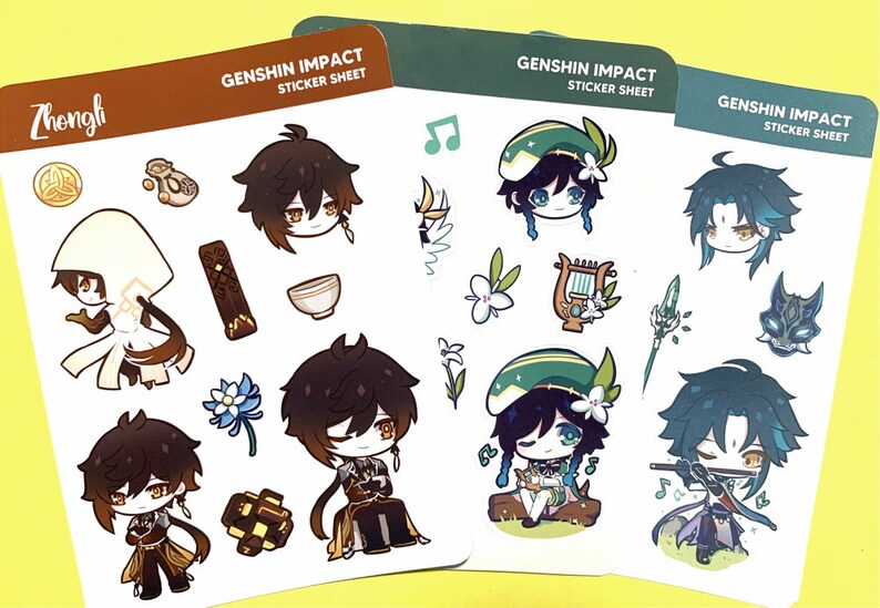 Genshin Sticker Sheet Etsy