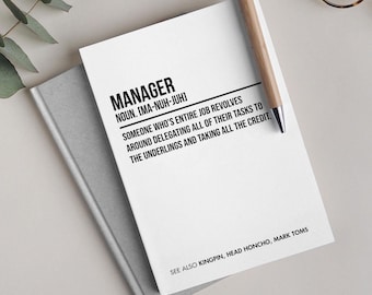 Funny Personalised Manager Definition Notebook | Office Gifts for Bosses and Managers | Leaving and Funny Birthday Gift