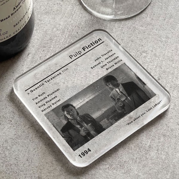 Pulp Fiction Movie Film Coaster | Acrylic Coaster | Gift for Him | Fathers Day | Home Cinema Accessories | Gift for Dad | Movie Gifts