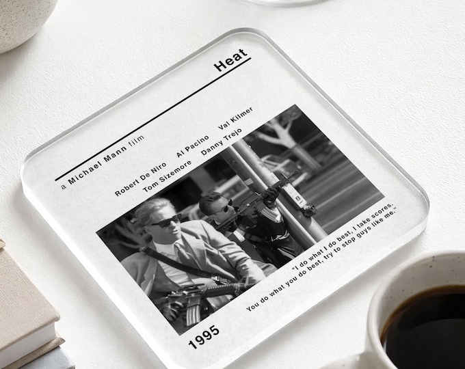 Heat Movie Film Drinks Coaster | Birthday and Christmas Gift For Him, Coffee Table Mat | Cinema Room Accessories
