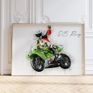Custom Motorbike Watercolour Portrait Art Print, Personalised Biker Gift, Motorcycle Keepsake from Your Photo