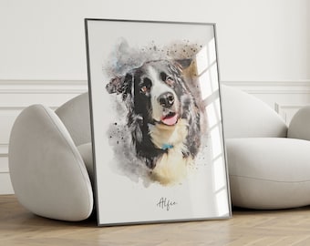 Personalised Watercolour Dog, Pet Portrait Art Print | Painting of your Dog & Pet | Memorial and Pet Loss | Custom Pet Print